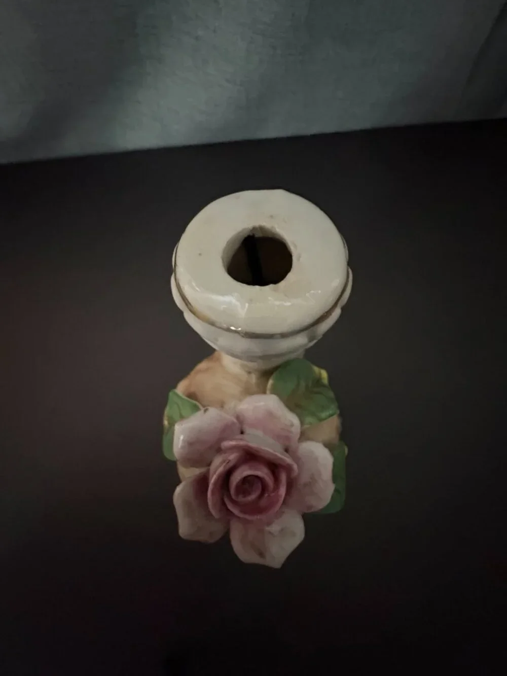Vintage Occupied Japan Hand Painted Porcelain Lady Lamp Base/Candle Holder
